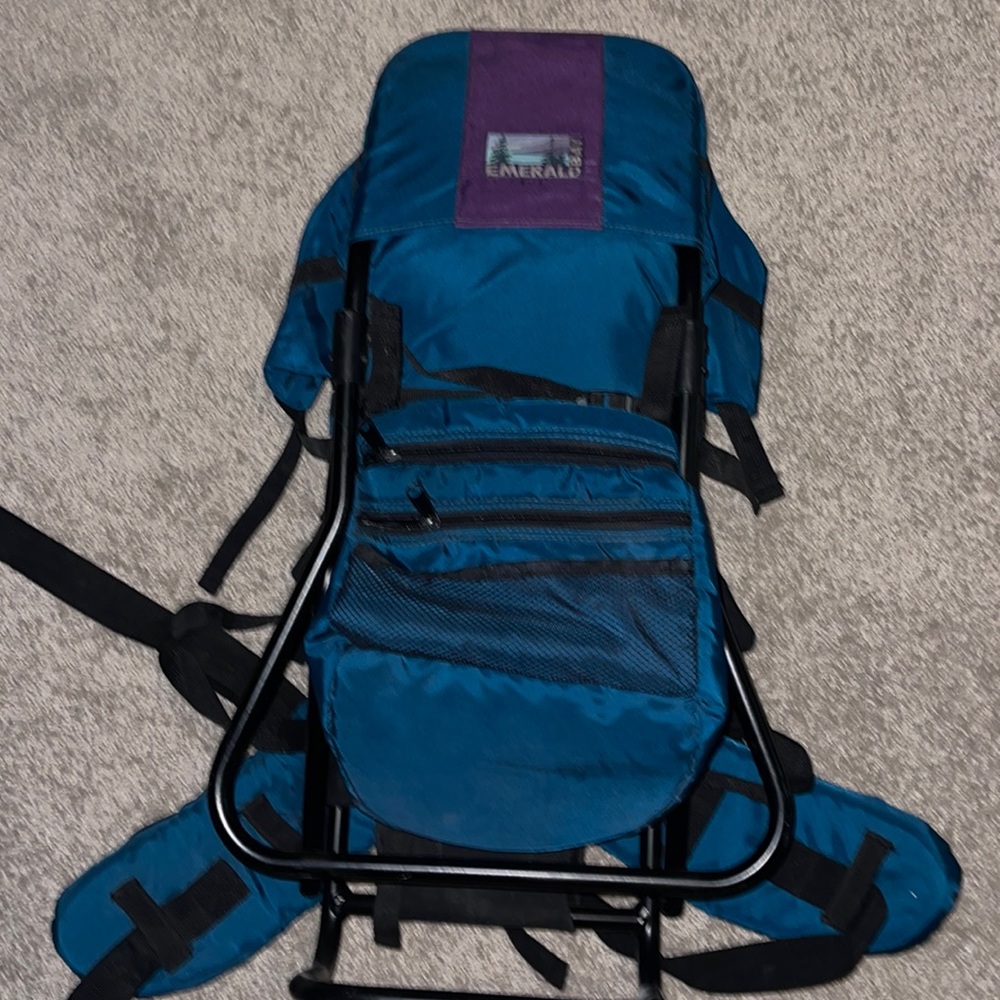 RARE Vintage Teal and Purple 1990s Baby Carry Hiking Camping Backpack